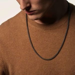 JOHN HARDY MENS CLASSIC 2MM BOX CHAIN IN BLACK RHODIUM